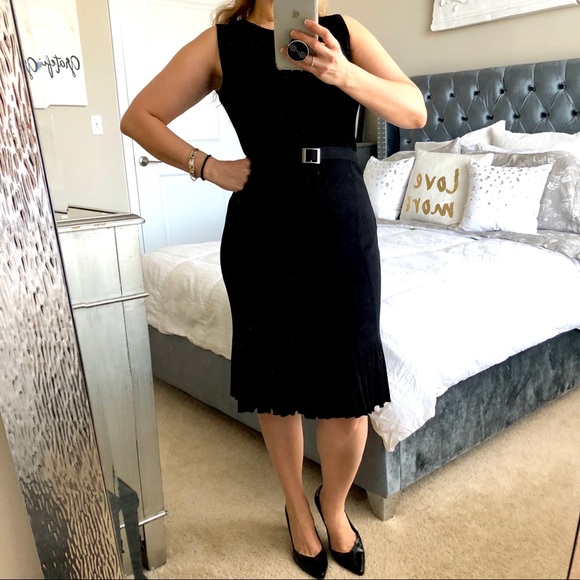 Misook Black Sleeveless Dress w/ Pleated Hem XS - Picture 7 of 8